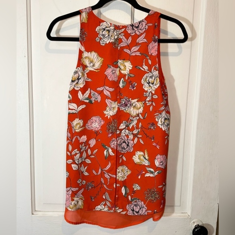 Label by Rachel Rachel Roy Orange Floral Tank Top Size Small - Picture 2 of 3